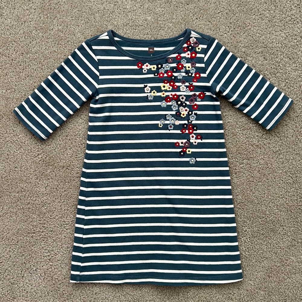 Tea Collection Blue Striped Dress Sz 5